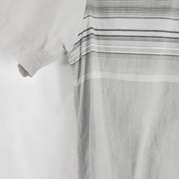 ONeill Mens XL Standard Fit Light Grey Striped Short Sleeve Button-Up Shirt - Picture 4 of 13